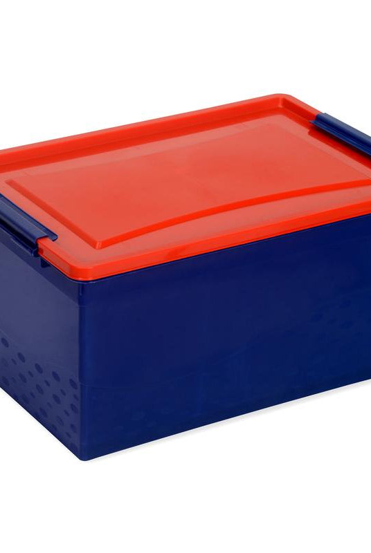 Nilkamal Stackable Storage Box 50 Ltr with Wheels (Blue & Red) | HOMEGENIC.