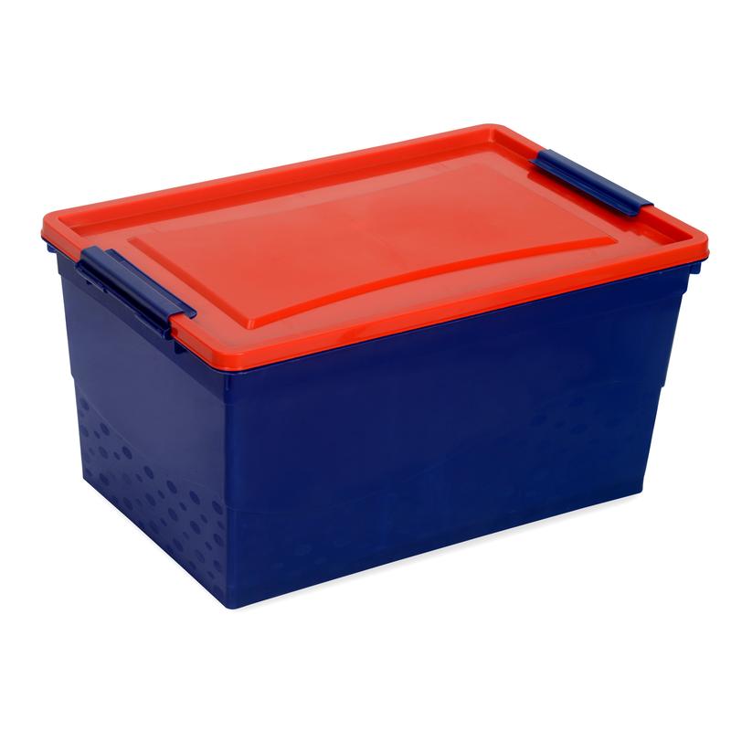 Nilkamal Stackable Storage Box 50 Ltr with Wheels (Blue & Red) | HOMEGENIC.
