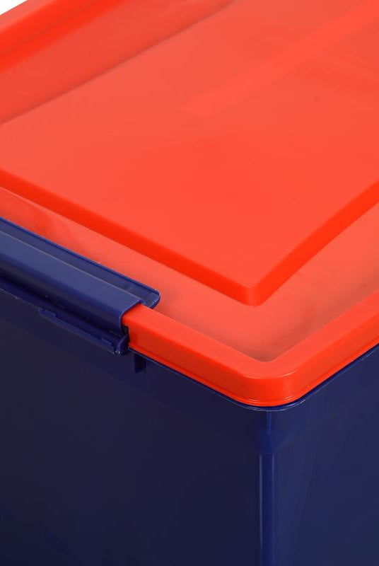 Nilkamal Stackable Storage Box 50 Ltr with Wheels (Blue & Red) | HOMEGENIC.