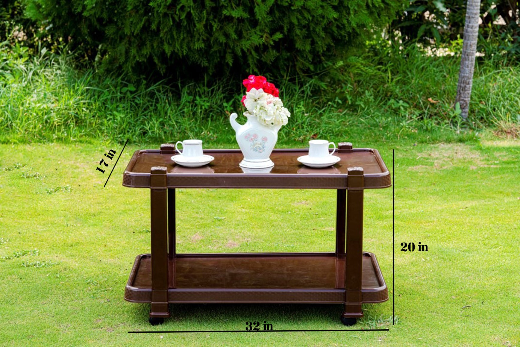 Italica Oxy Chair with Coffee Table (Brown) - Set of 4 Chairs | HOMEGENIC.