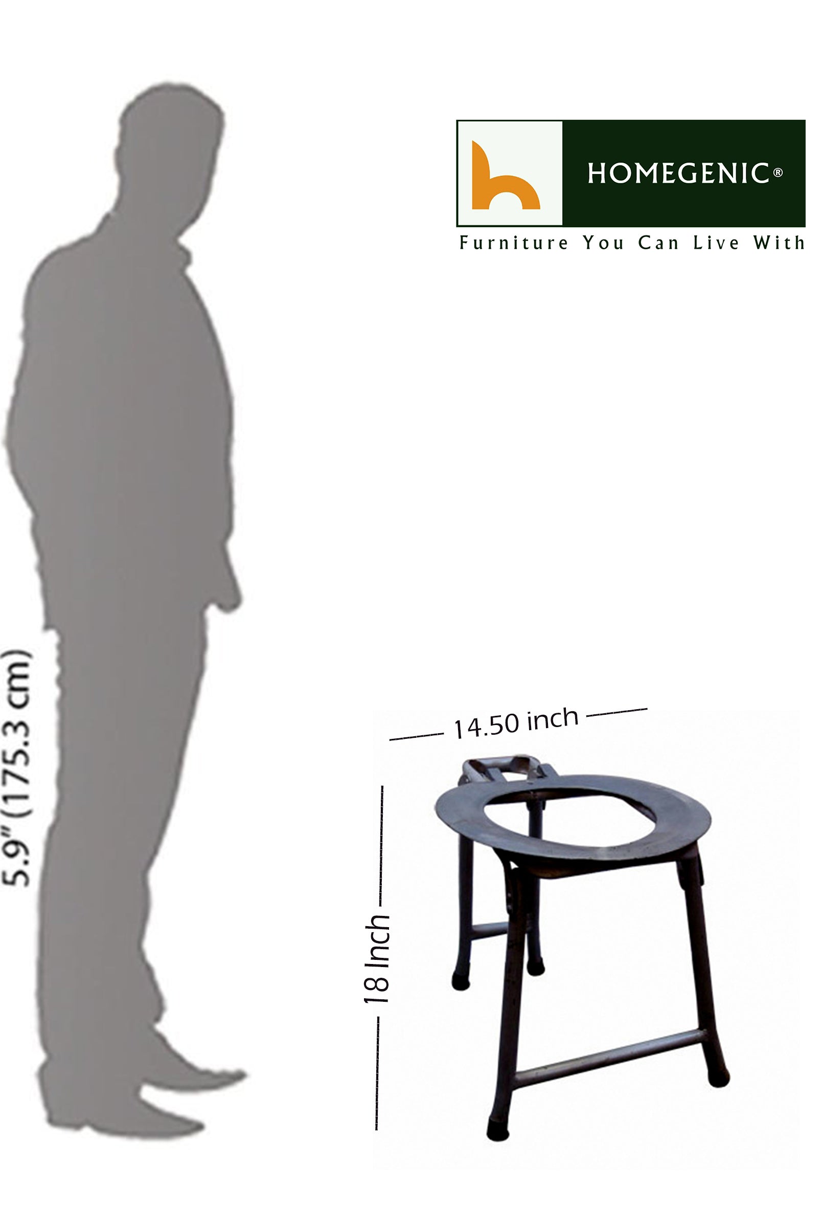 Folding Commode Chair for Adult & Patients (Silver or Black) | HOMEGENIC.