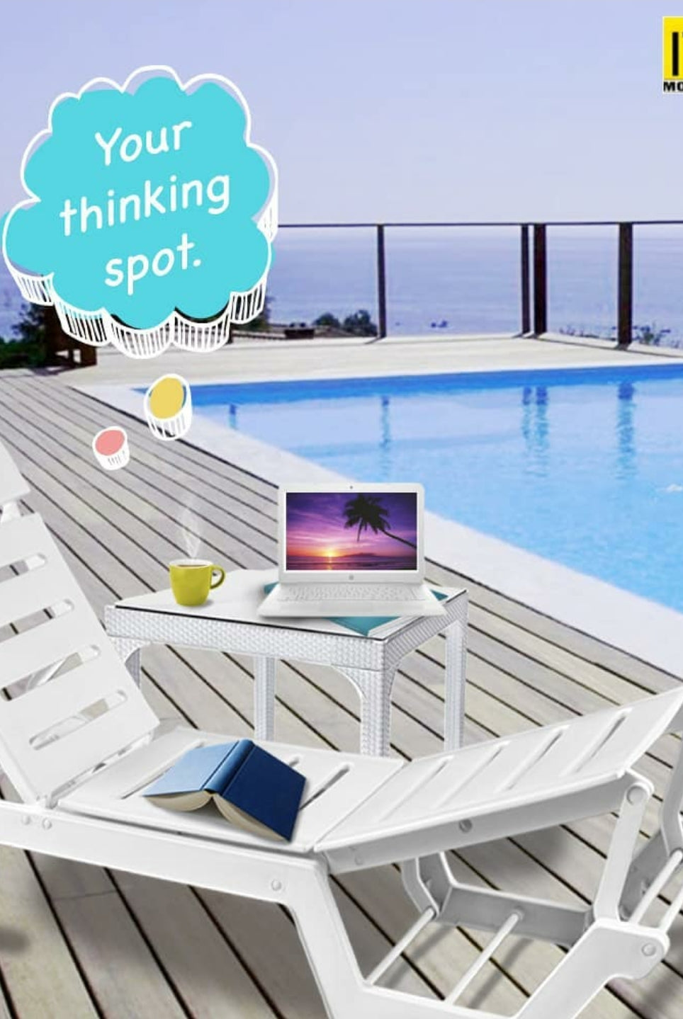 Italica Sunlounger Recliner (Matte Finish, White) | HOMEGENIC.