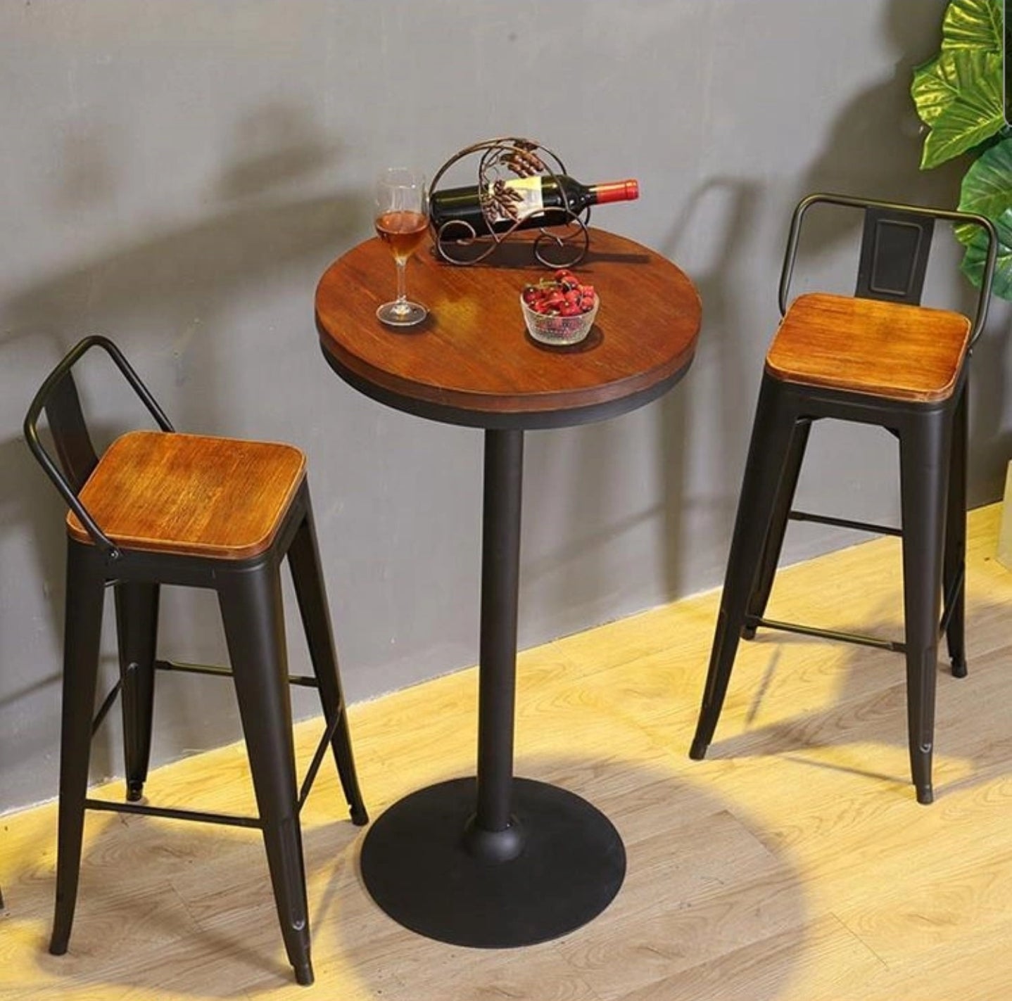 Torup Tolix Metal Bistro Bar Stool with Wood Seat- 30" | HOMEGENIC.