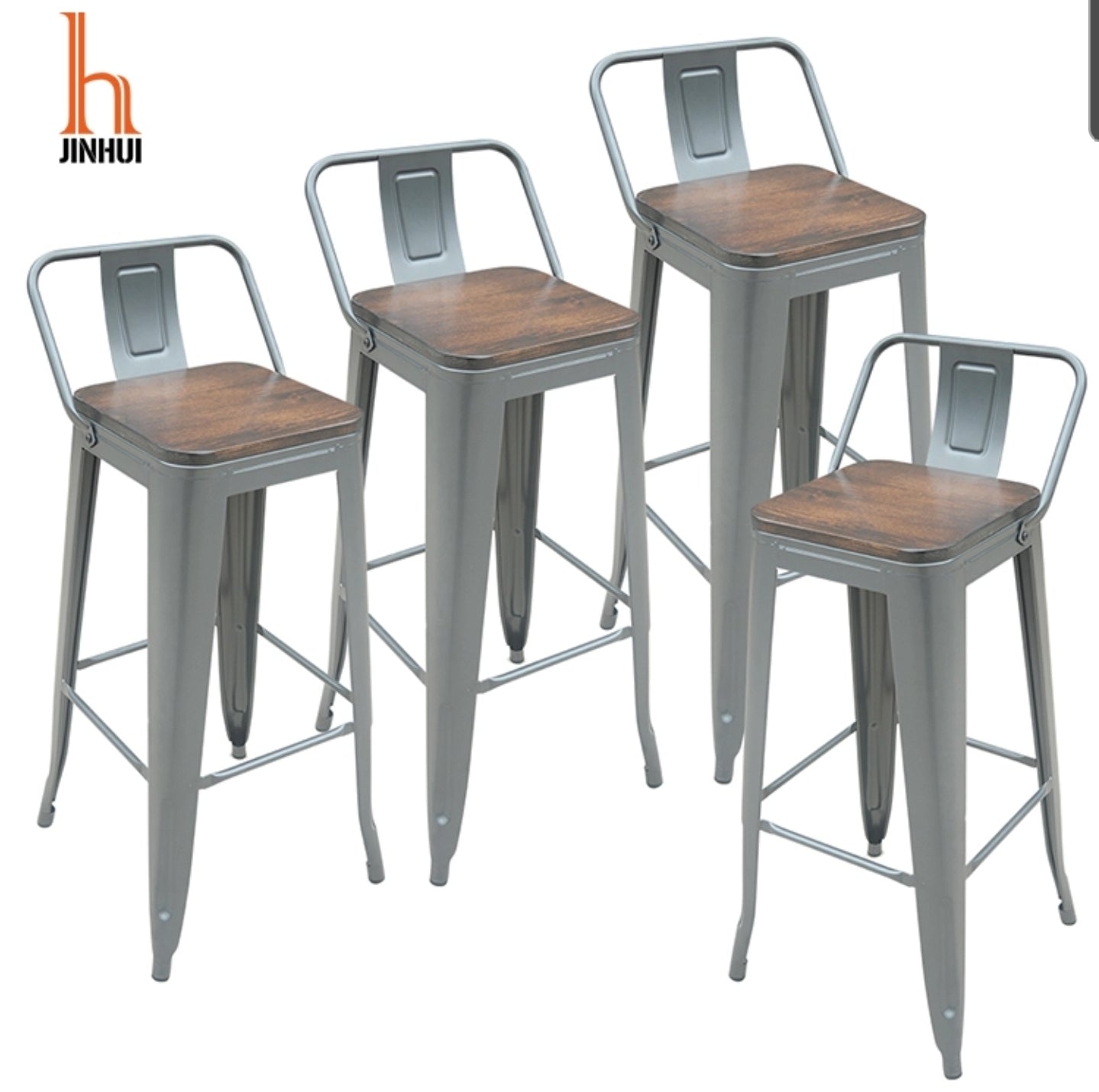 Torup Tolix Metal Bistro Bar Stool with Wood Seat- 30" | HOMEGENIC.