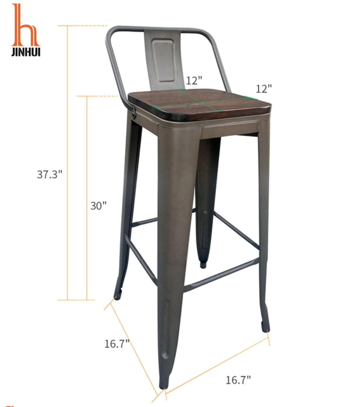 Torup Tolix Metal Bistro Bar Stool with Wood Seat- 30" | HOMEGENIC.