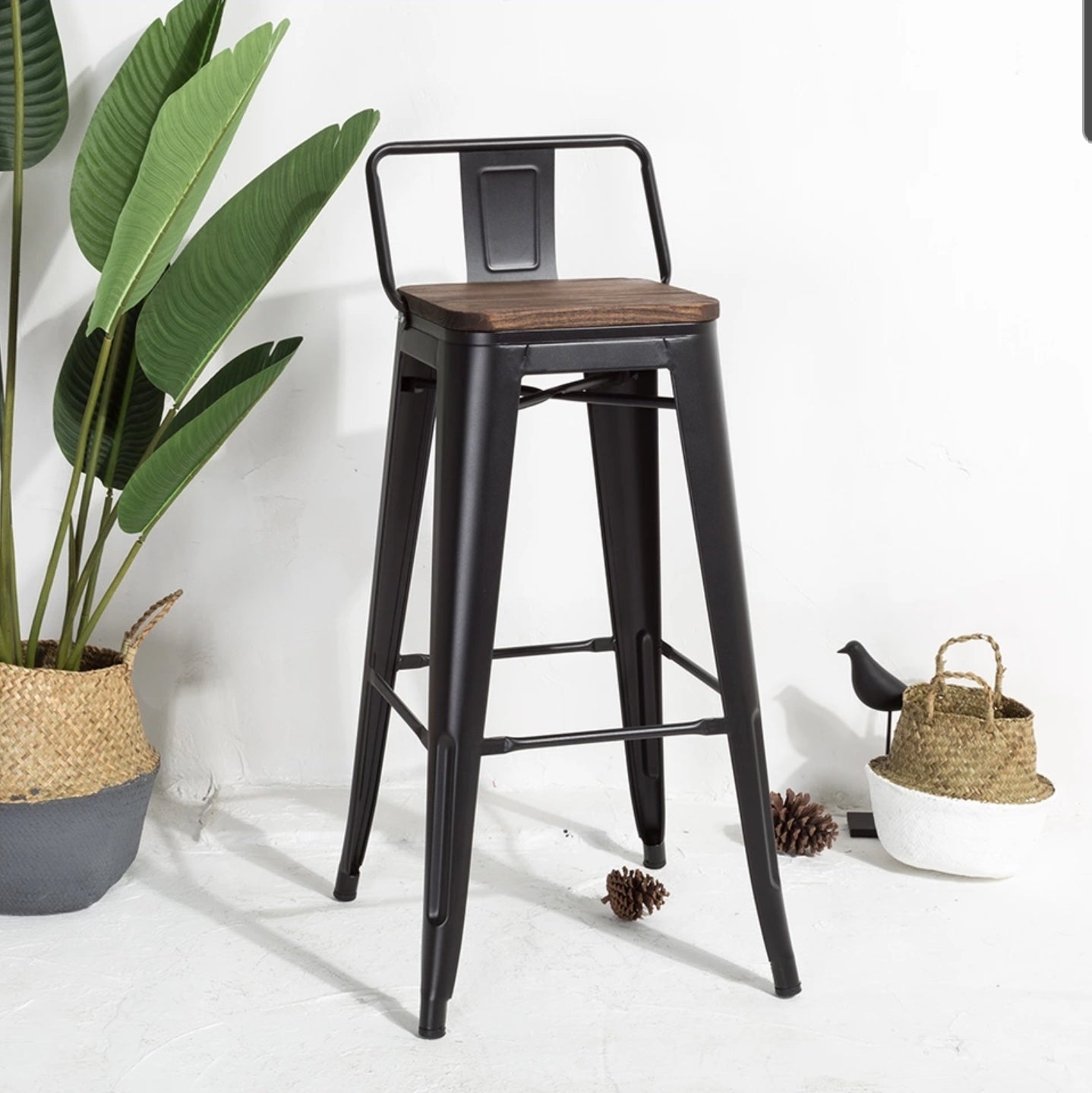 Torup Tolix Metal Bistro Bar Stool with Wood Seat- 30" | HOMEGENIC.