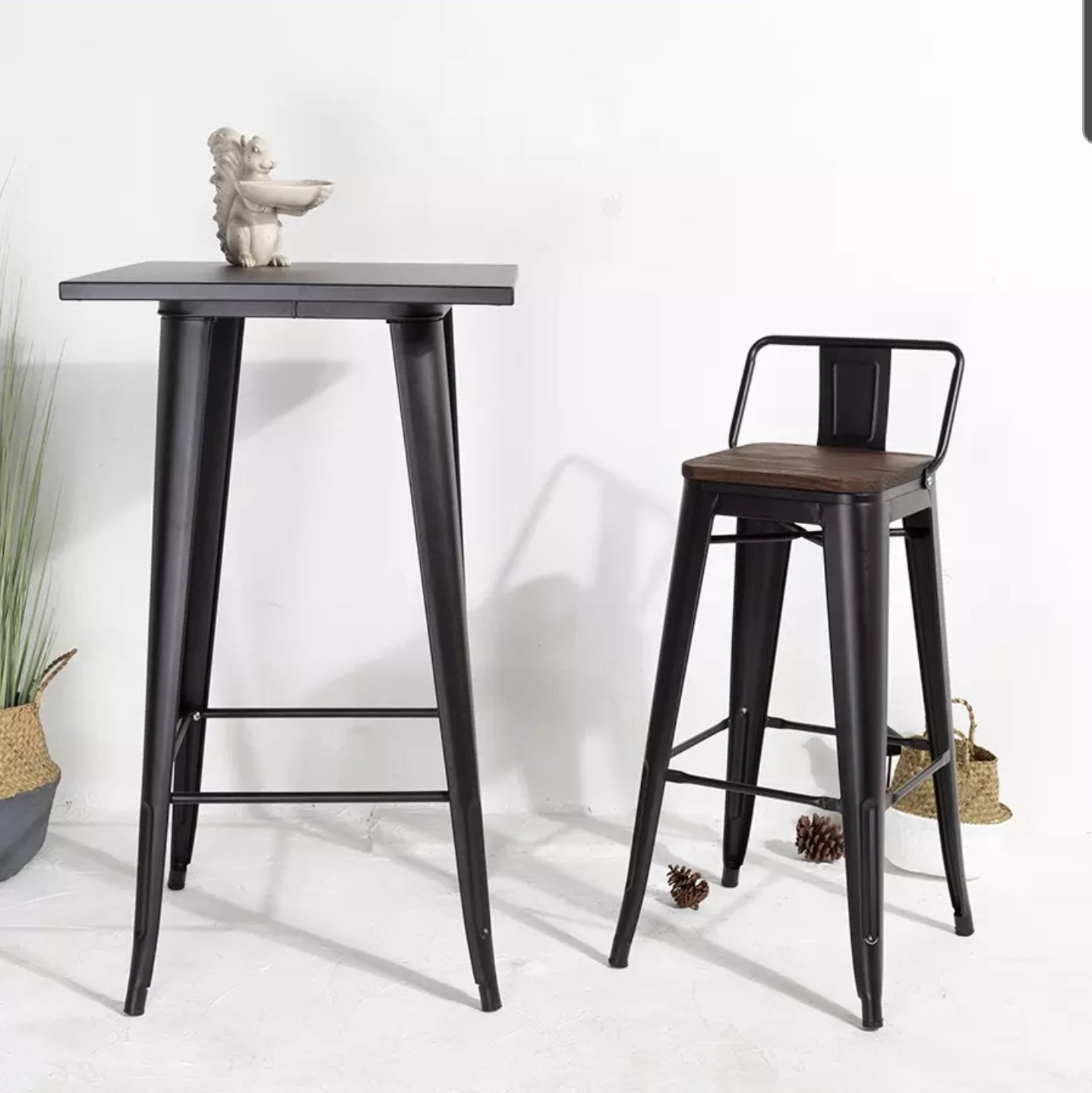 Torup Tolix Metal Bistro Bar Stool with Wood Seat- 30" | HOMEGENIC.