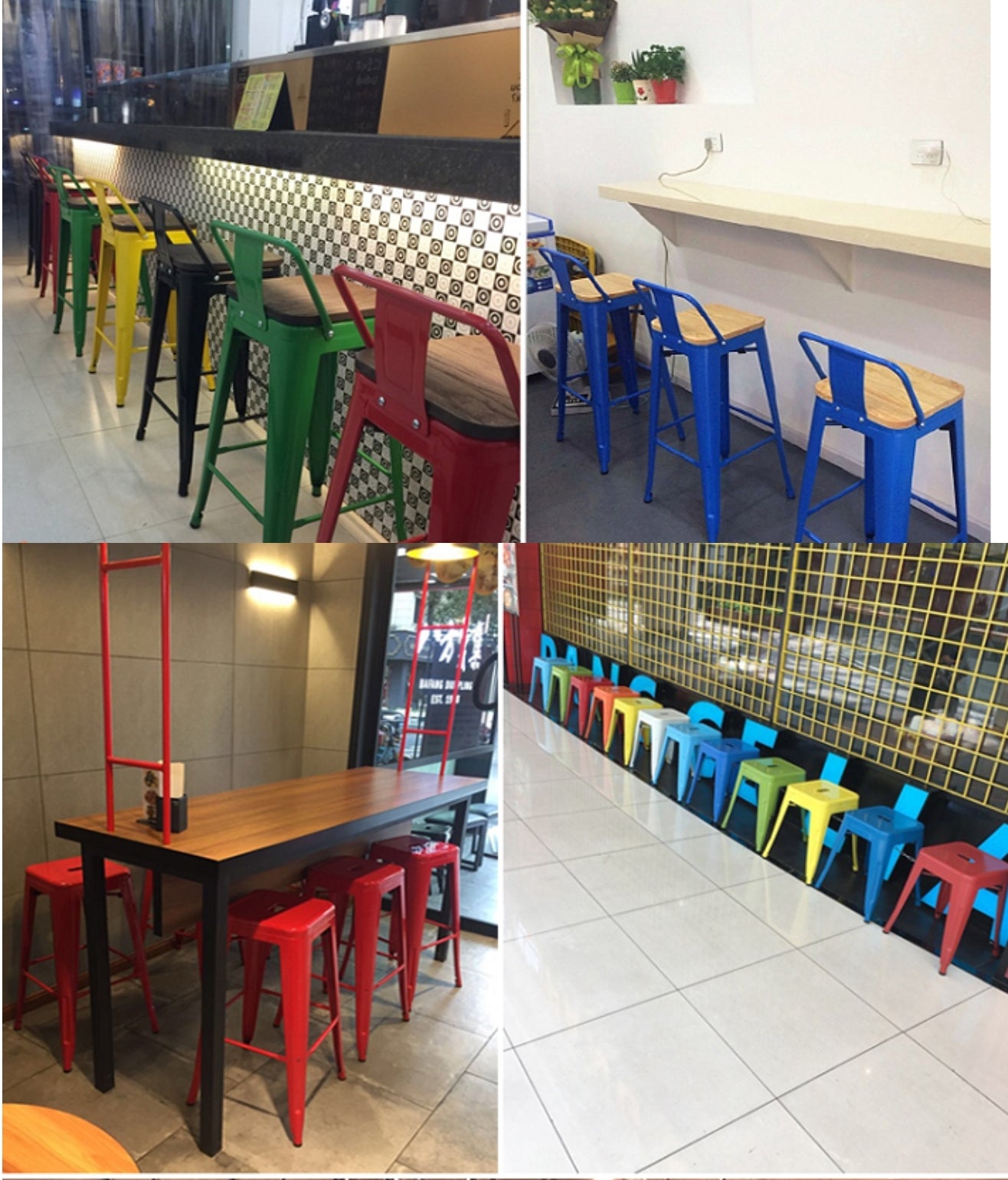 Torup Tolix Metal Bistro Bar Stool with Wood Seat- 30" | HOMEGENIC.