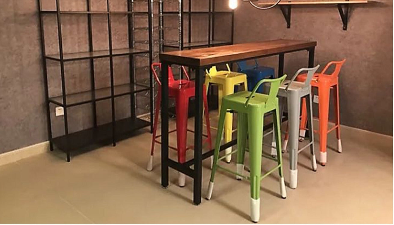 Torup Tolix Metal Bistro Bar Stool with Wood Seat- 30" | HOMEGENIC.