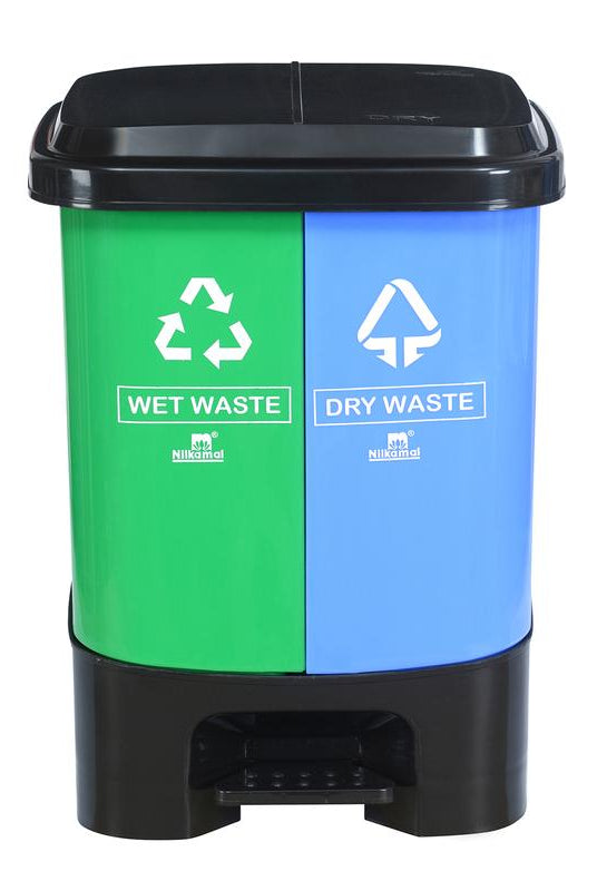 Nilkamal Twin Color Dustbin for Home, Kitchen, Restaurant Blue and Green 10 Ltr | HOMEGENIC.