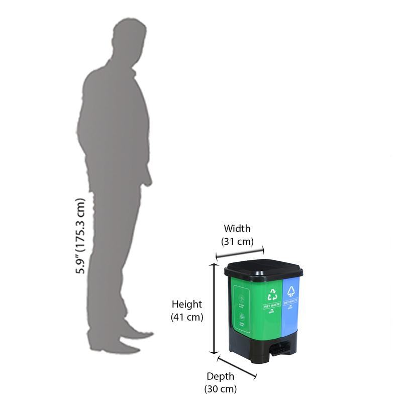Nilkamal Twin Color Dustbin for Home, Kitchen, Restaurant Blue and Green 10 Ltr | HOMEGENIC.