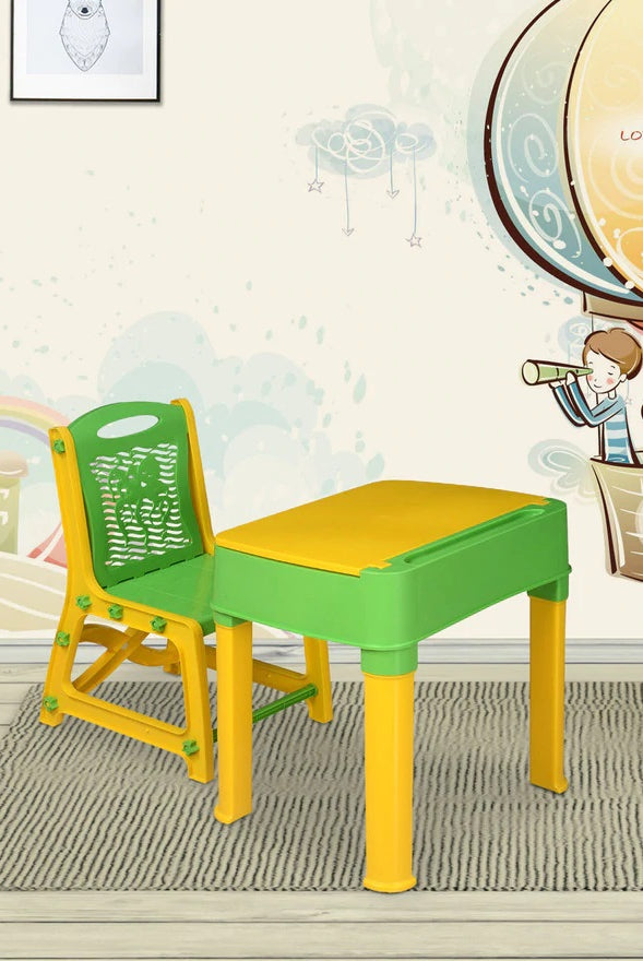 Nilkamal Apple Junior Study Table Set -Yellow And Green | HOMEGENIC.