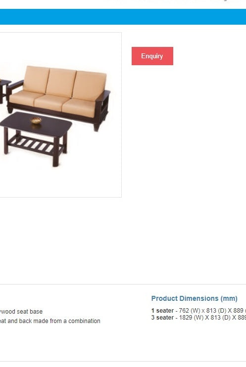 Nilkamal Wooden With Fabric Manhattan Sofa Set 3+1+1 (Cappuccino) Without Coffee Table By Homegenic® | HOMEGENIC.