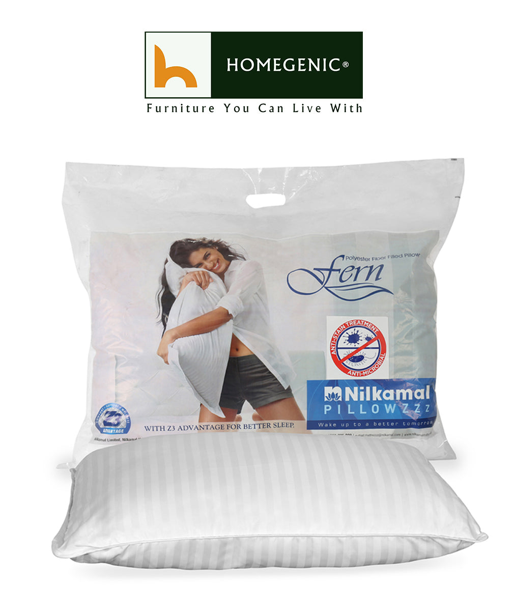 Nilkamal Fern Pillows (27x17 in, White) | HOMEGENIC.