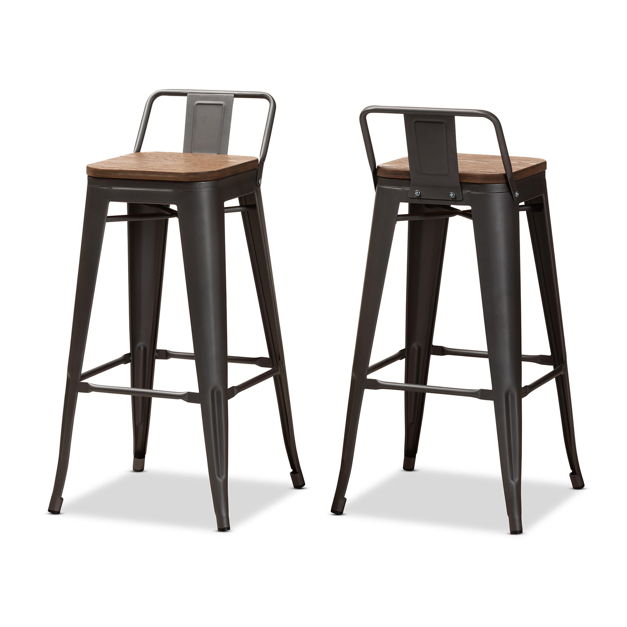 Torup Tolix Metal Bistro Bar Stool with Wood Seat- 30" | HOMEGENIC.