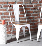 Replica Tolix Metal Bistro Dining Chair With Wood Top | HOMEGENIC.