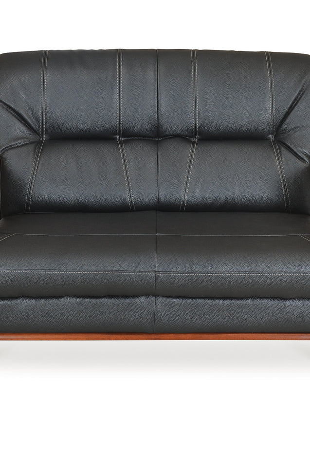 Nilkamal Wooden With Leatherite Legacy Sofa Set 3+2 (Oak & Black) Without Coffee Table | HOMEGENIC.