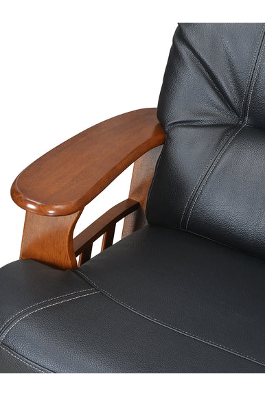 Nilkamal Wooden With Leatherite Legacy Sofa Set 3+2 (Oak & Black) Without Coffee Table | HOMEGENIC.
