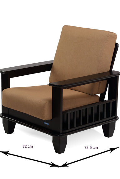 Nilkamal Wooden With Fabric Manhattan Sofa Set 3+1+1 (Cappuccino) Without Coffee Table By Homegenic® | HOMEGENIC.