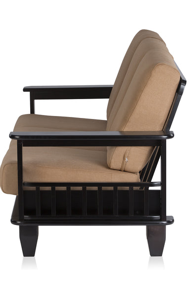 Nilkamal Wooden With Fabric Manhattan Sofa Set 3+1+1 (Cappuccino) Without Coffee Table By Homegenic® | HOMEGENIC.