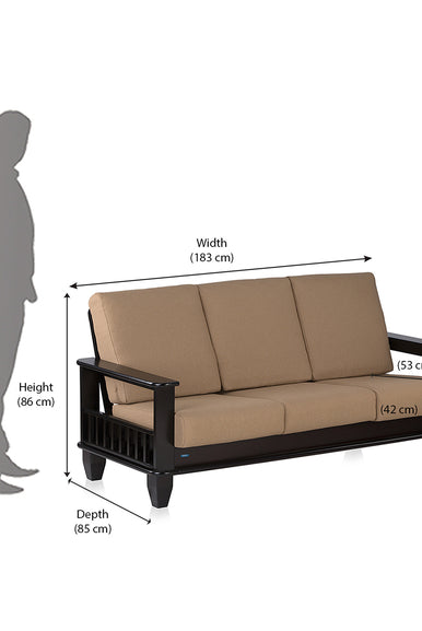 Nilkamal Wooden With Fabric Manhattan Sofa Set 3+1+1 (Cappuccino) Without Coffee Table By Homegenic® | HOMEGENIC.