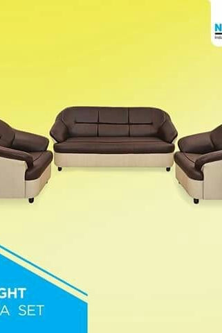 Nilkamal Full Leatherite Knight Sofa Set 3+1+1 (Brown & Cream) Without Coffee Table | HOMEGENIC.