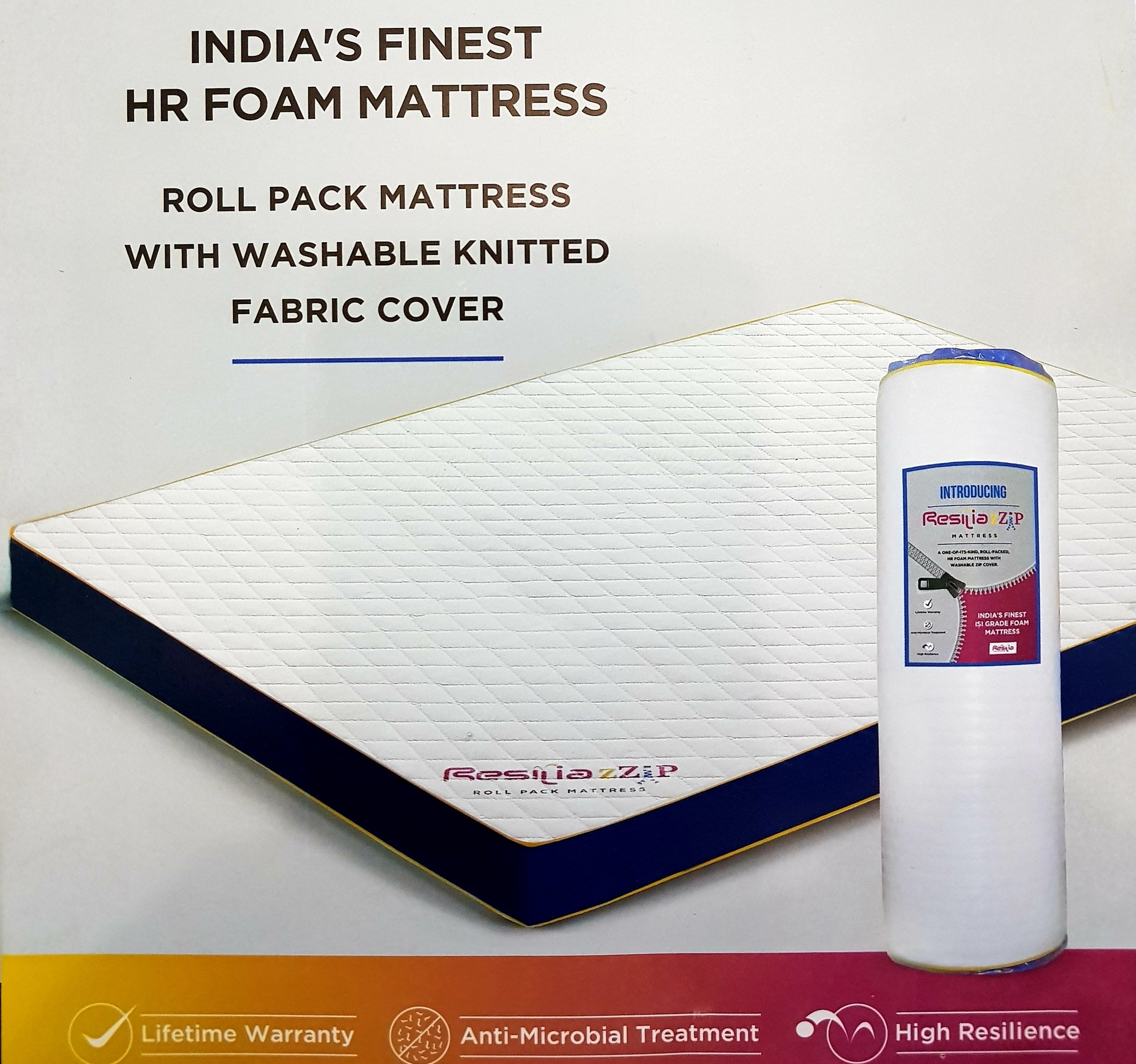 Resilia Orthopaedic Foam Mattress (5 Inches) Zzip Roll Pack- Free Mattress Protector | HOMEGENIC.