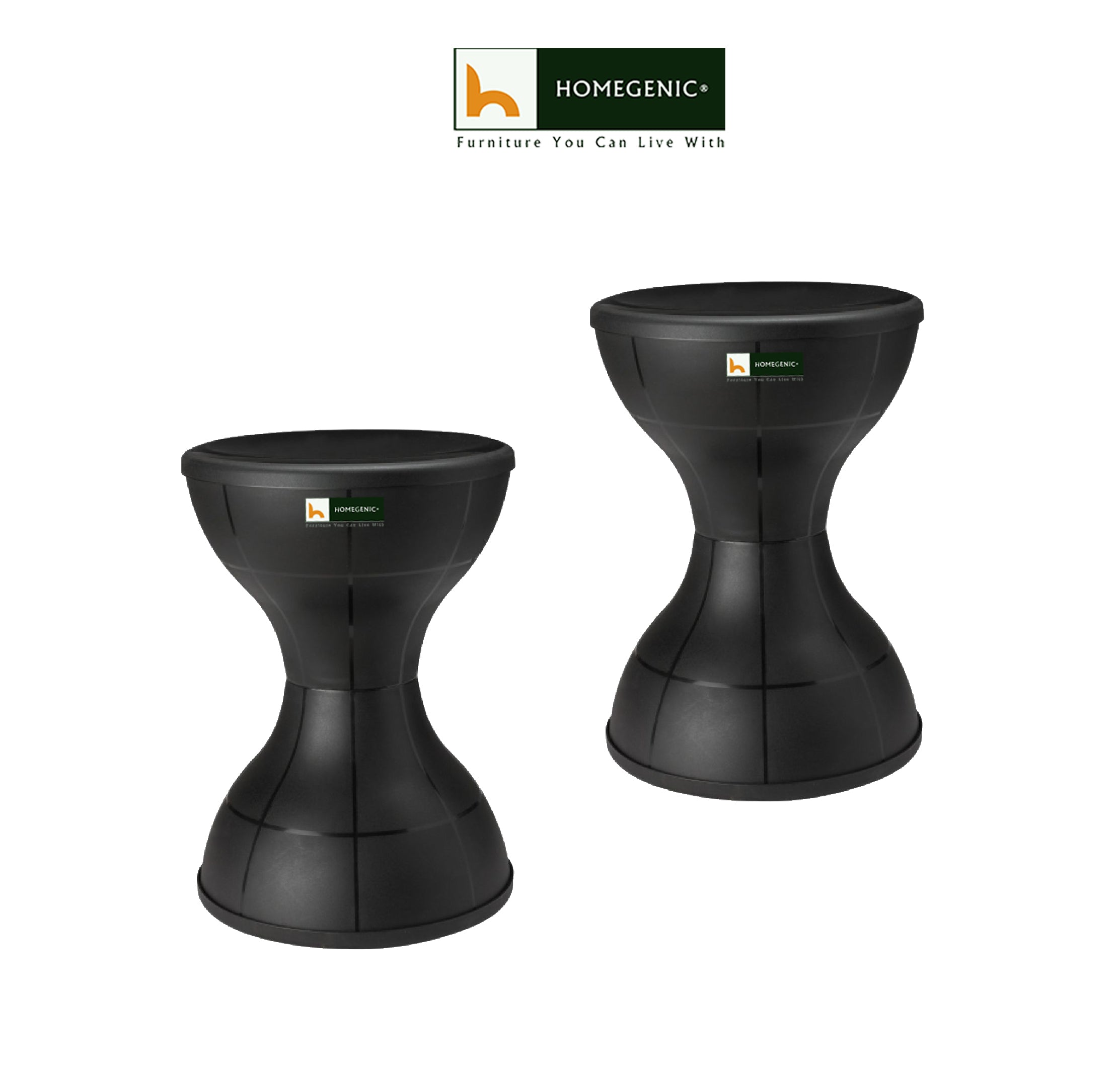 Nilkamal Plastic Stool Set of 02 (Black) | HOMEGENIC.