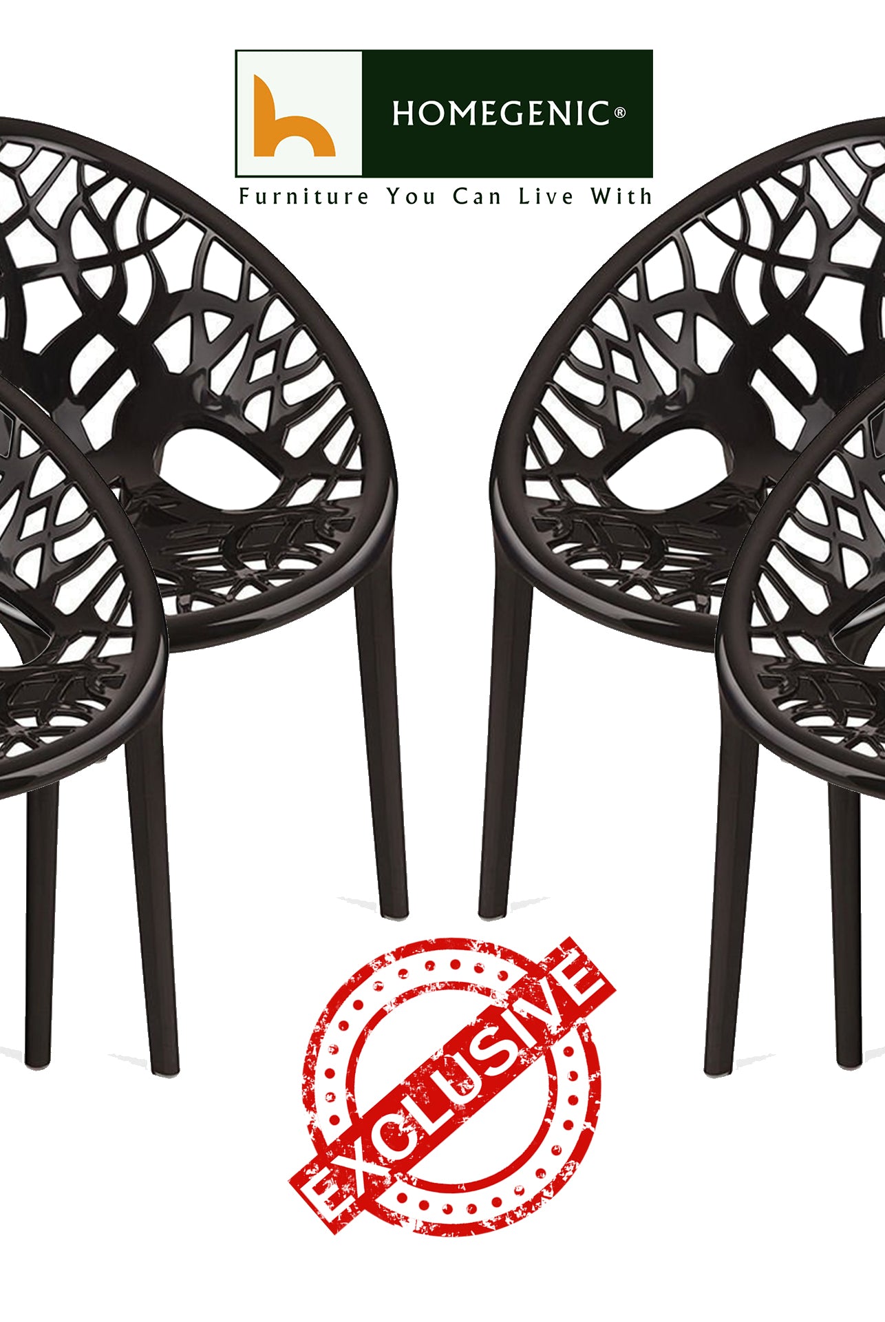 Nilkamal Crystal PP Chairs (Black Color) | HOMEGENIC.