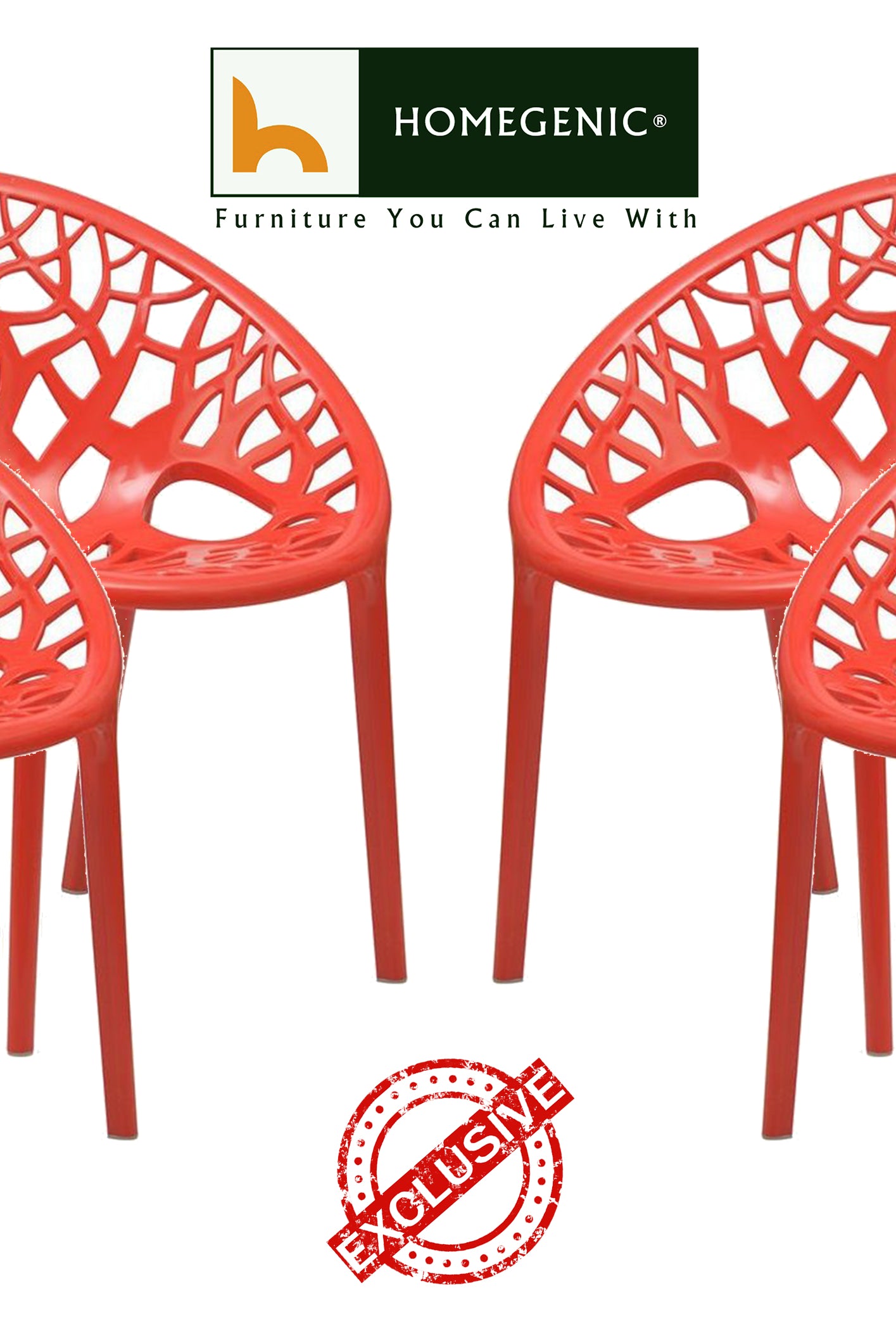 Nilkamal Crystal PP Chairs (Red Color) | HOMEGENIC.