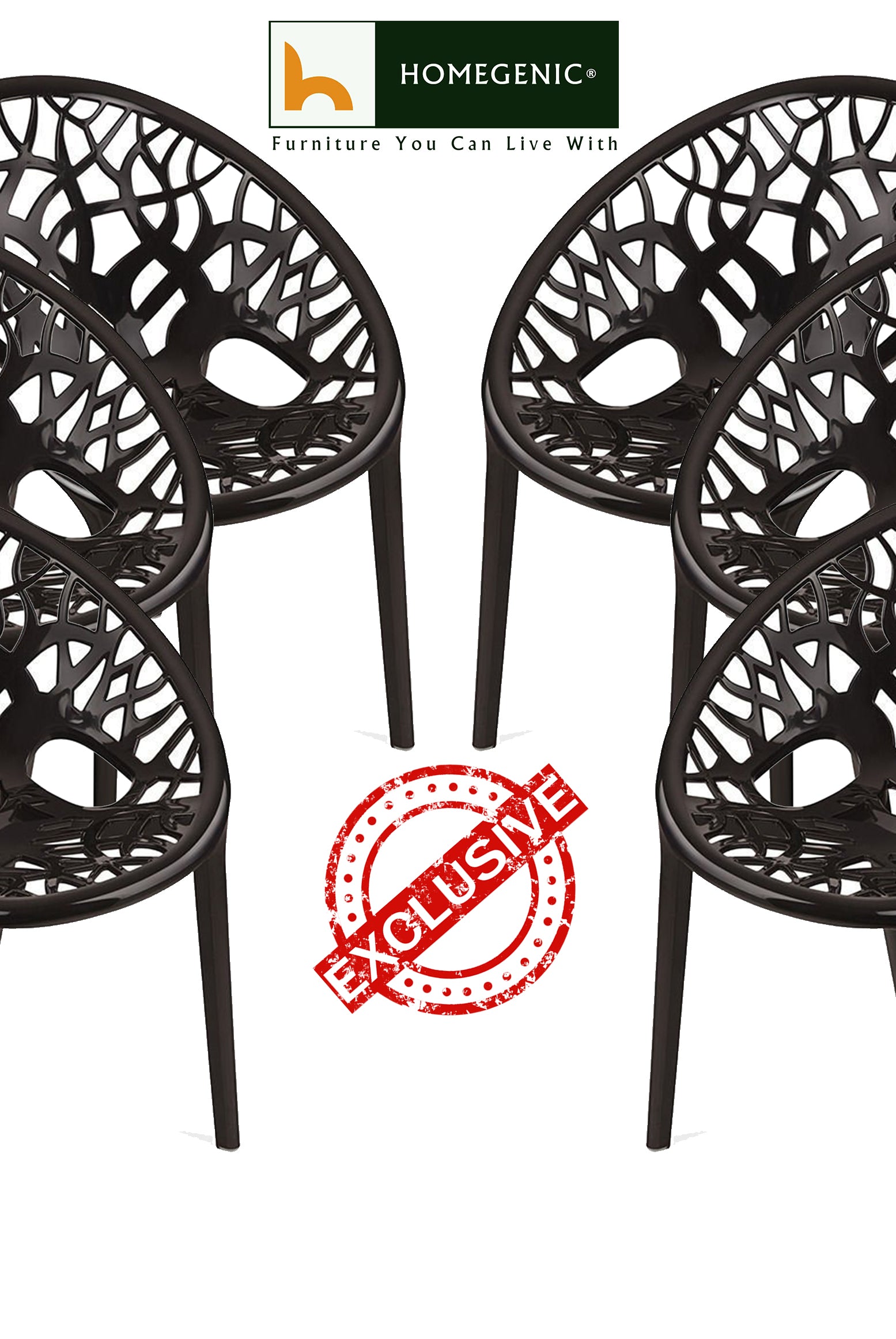 Nilkamal Crystal PP Chairs (Black Color) | HOMEGENIC.