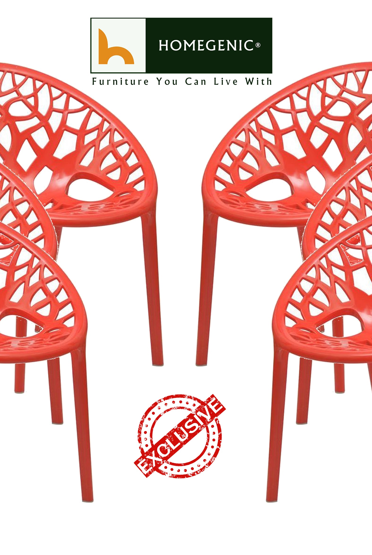 Nilkamal Crystal PP Chairs (Red Color) | HOMEGENIC.
