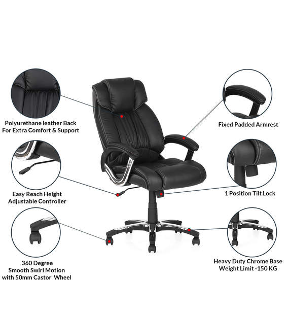 Nilkamal Trenvi High Back Office Chair (Black) | HOMEGENIC.