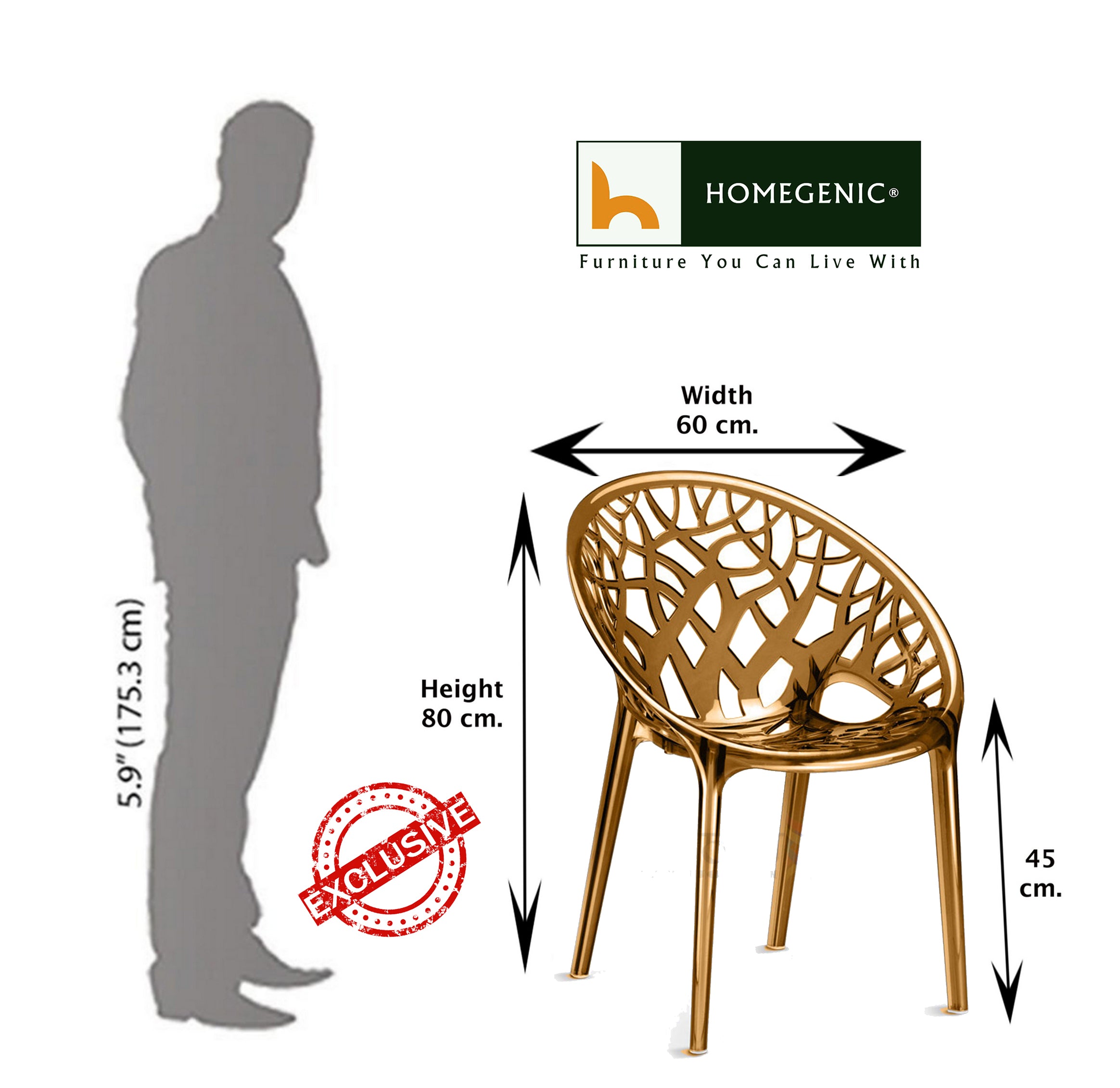Nilkamal Crystal PC Chairs (Umbra Translucent) | HOMEGENIC.