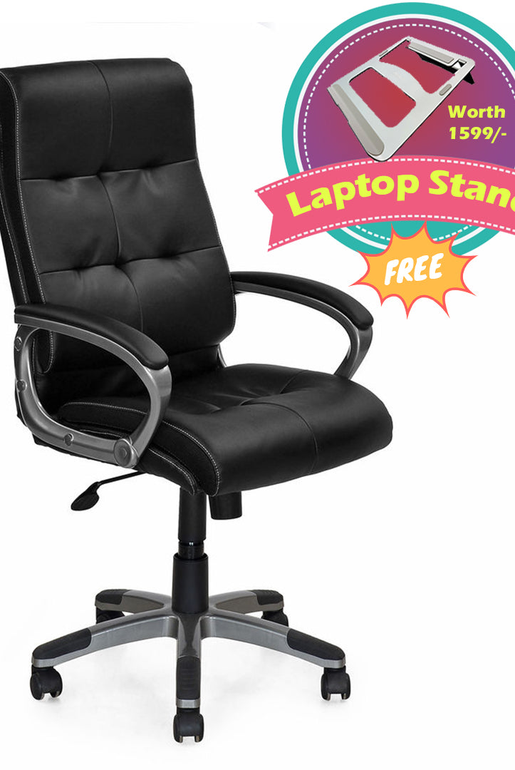 Nilkamal Veneto Office Chair (Black) with Laptop Stand Complimentary | HOMEGENIC.