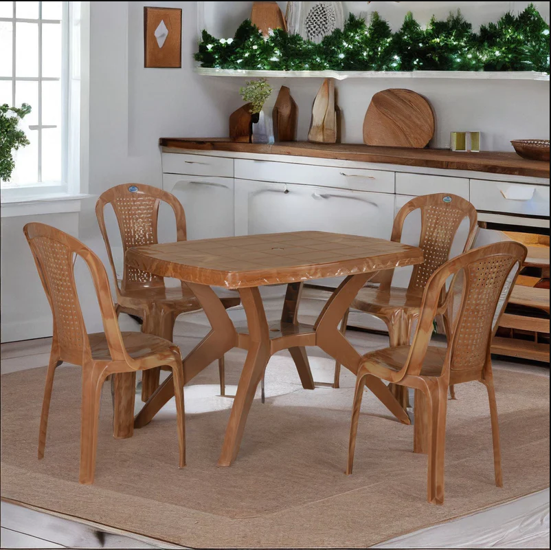 Nilkamal Shahenshah Kross Leg Dining Table Set with 4 Chairs