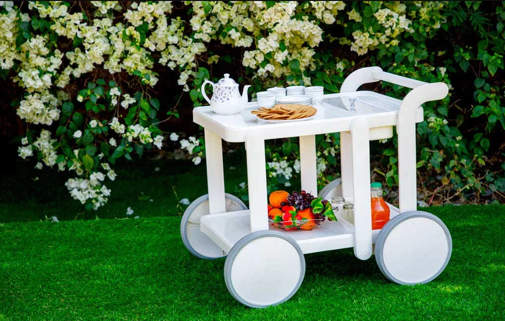 Italica Food Serving Trolley (Glossy Finish, White) | HOMEGENIC.