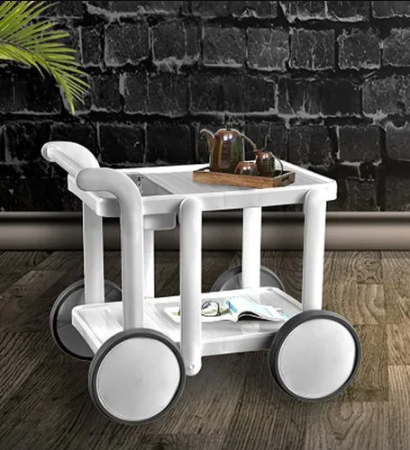 Italica Food Serving Trolley (Glossy Finish, White) | HOMEGENIC.