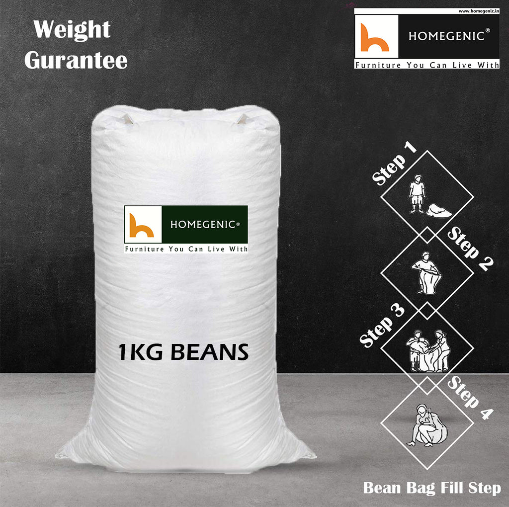 Homegenic Premium 1 Kg Beans for Bean Bag Filling - Sun White (1 kg Actual) | HOMEGENIC.
