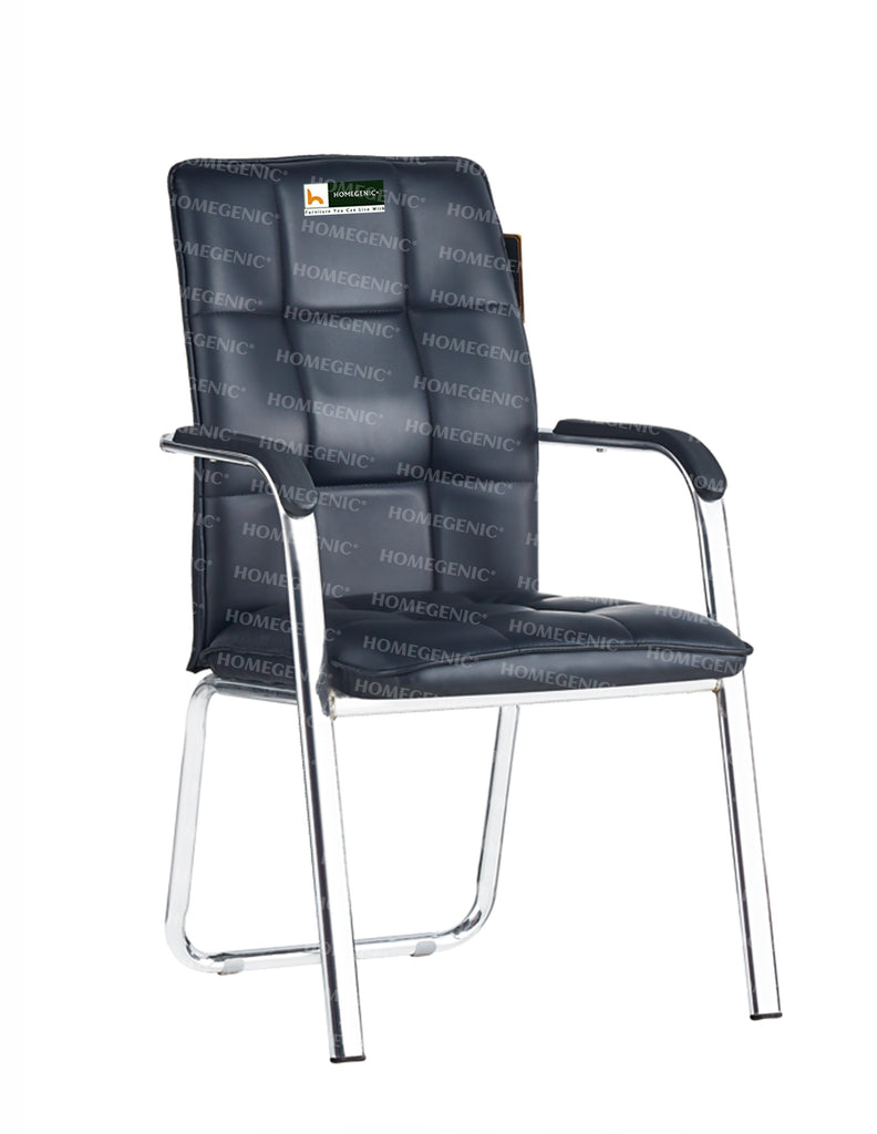 Homegenic Leatherette Office Visitor Chair (Two Plair Square) Black Color | HOMEGENIC.