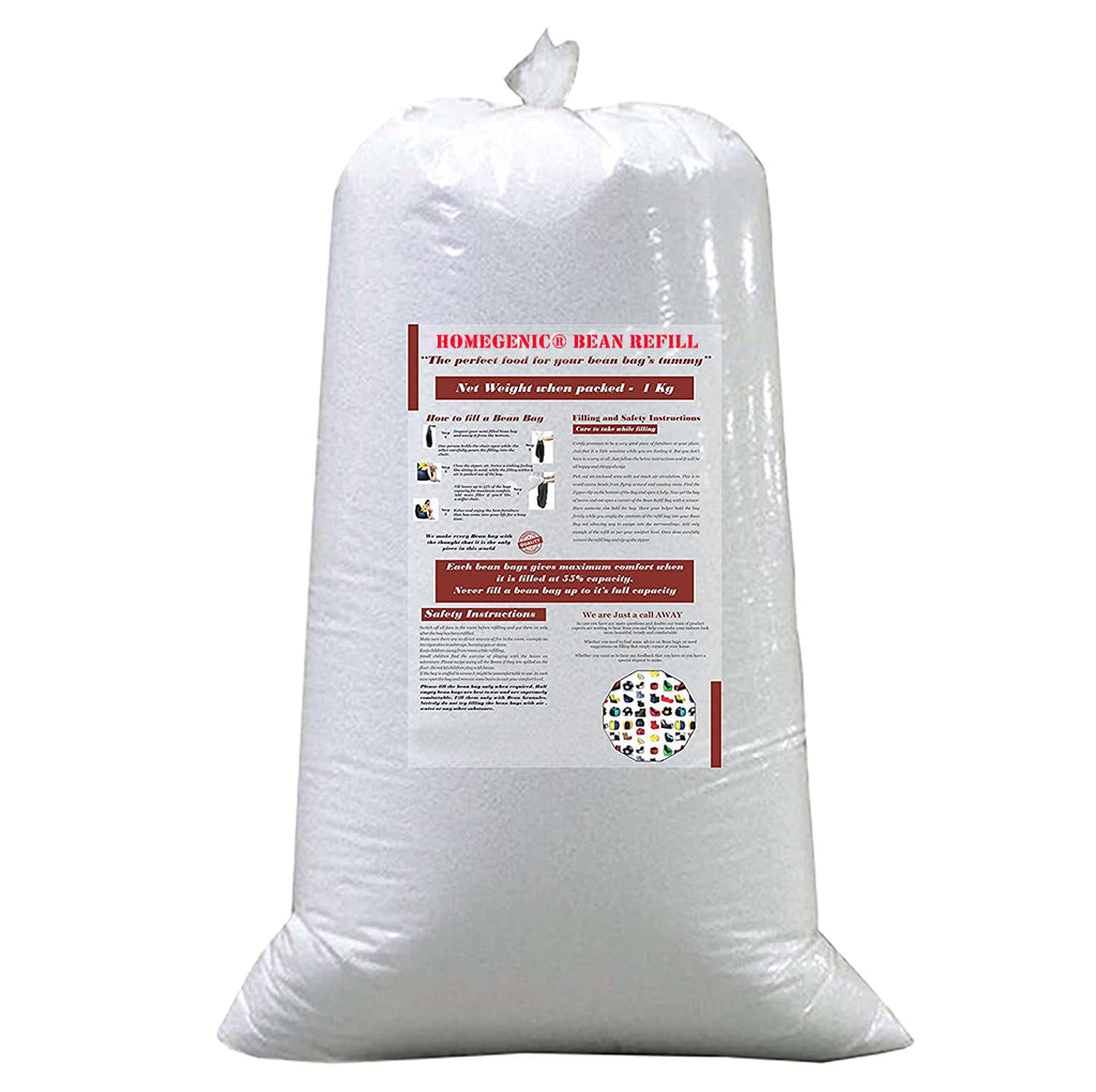 Homegenic Premium 1 Kg Beans for Bean Bag Filling - Sun White (1 kg Actual) | HOMEGENIC.