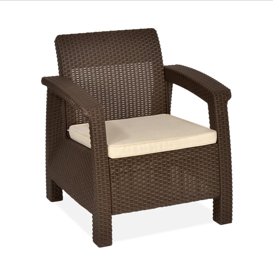 Nilkamal Goa Complete Sofa Set Rattan Design Season Rust Brown