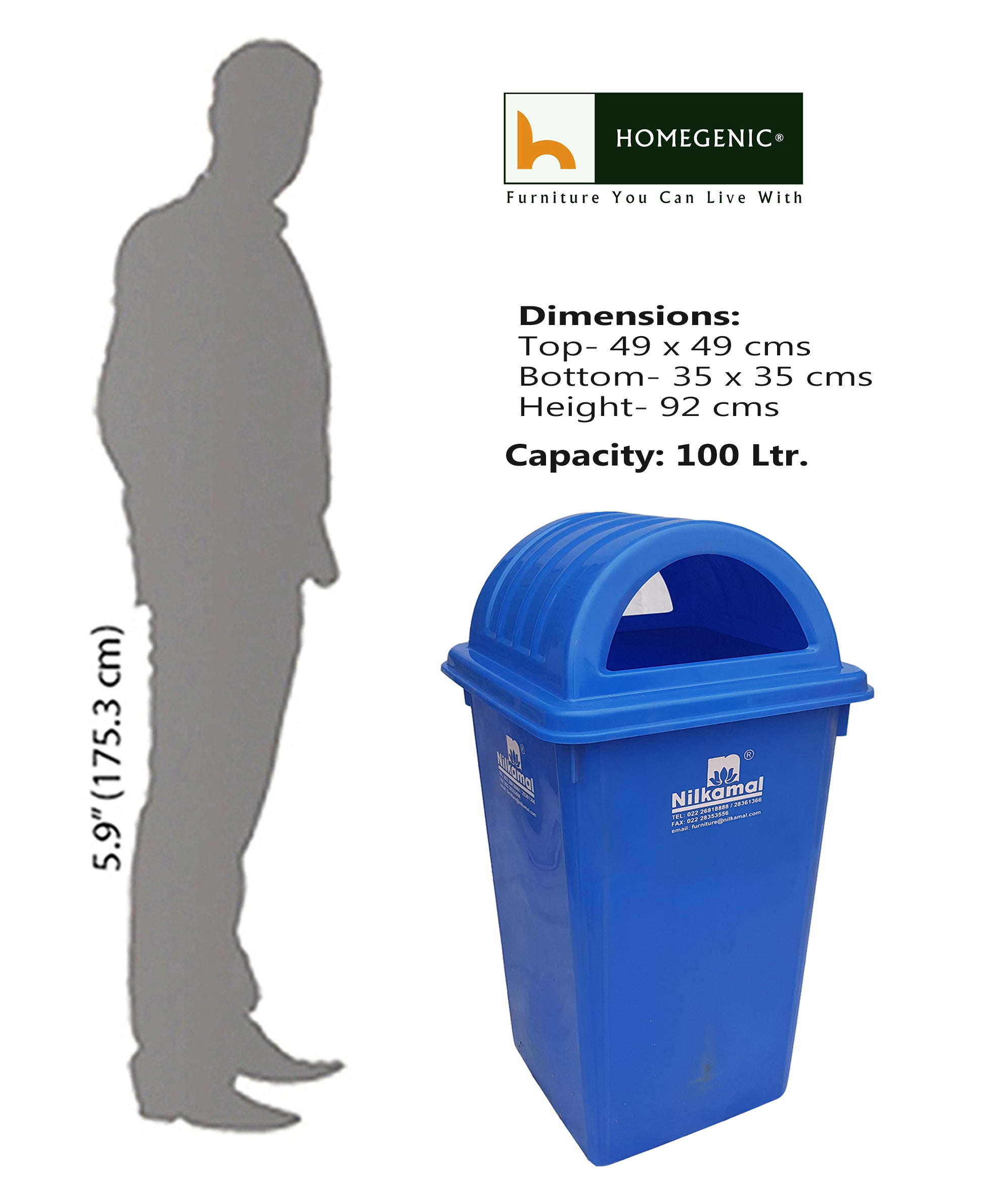 Nilkamal Dustbin 100 Litre Swachh Bharat Mission HOMEGENIC