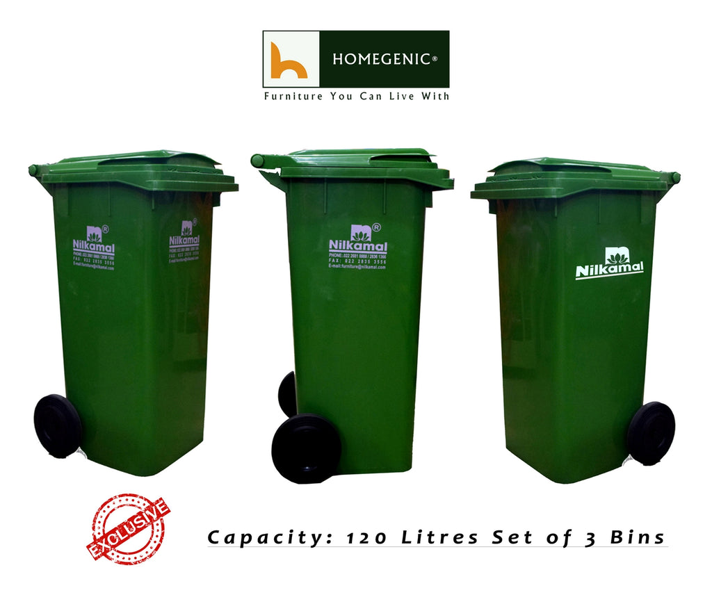 Nilkamal 120 Ltr Wheel Garbage Dustbin (Swachh Bharat Mission) | HOMEGENIC.