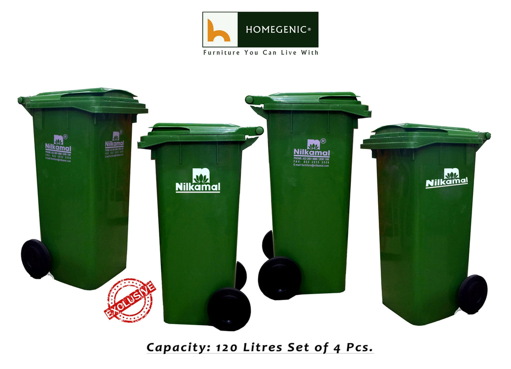 Nilkamal 120 Ltr Wheel Garbage Dustbin (Swachh Bharat Mission) | HOMEGENIC.