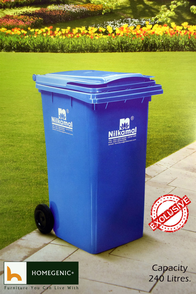 Nilkamal 240 Ltr Wheel Garbage Dustbin (Swachh Bharat Mission) | HOMEGENIC.