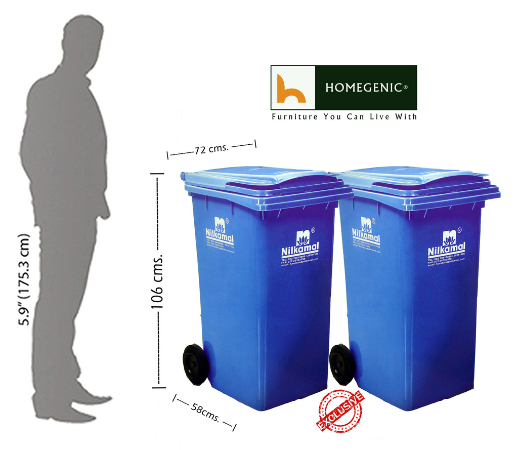 Nilkamal 240 Ltr Wheel Garbage Dustbin (Swachh Bharat Mission) | HOMEGENIC.