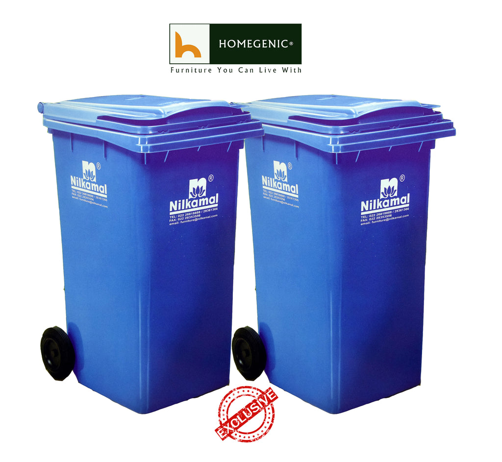 Nilkamal 240 Ltr Wheel Garbage Dustbin (Swachh Bharat Mission) | HOMEGENIC.