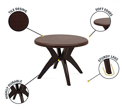 Kisan Round Dining Table DT2011 (Brown) | HOMEGENIC.