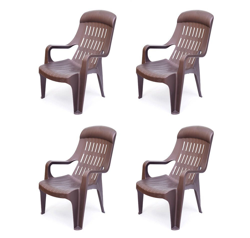 Nilkamal Weekender Relax Chair (Brown) - Set of 4 pcs | HOMEGENIC.